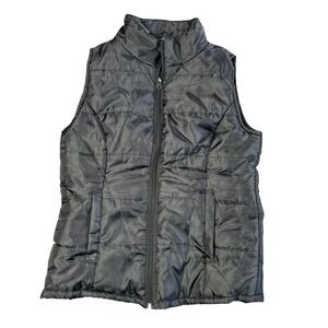 Puffer Vest Black Small Sleeveless Padded Outerwear Quilted Lightweight Full Zip